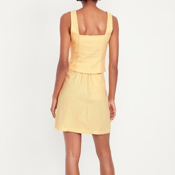 Old Navy High-Waisted Linen-Blend Mini Skirt Sweet Butter Yellow Set Piece - Picture 3 of 11